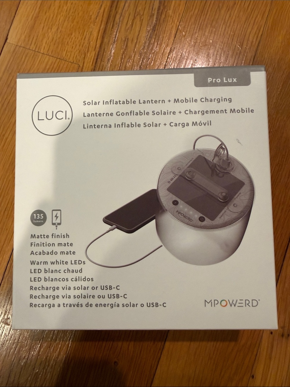 LUCI Pro Lux Solar Inflatable Lantern with Mobile Charging - White